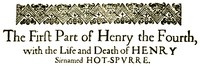 Book cover of "King Henry IV, the First Part"