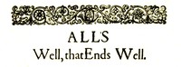 Book cover of "All's Well That Ends Well"