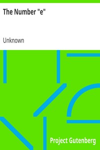 Book cover of "The Number "e""