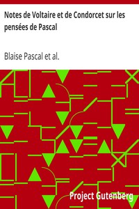 Book cover of "Notes de Voltaire et de Condorcet sur les pensées de Pascal"