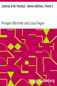 Book cover of "Lettres à M. Panizzi - 3eme édition, Tome I"
