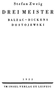 Book cover of "Drei Meister: Balzac, Dickens, Dostojewski"