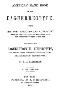 Book cover of "American Hand Book of the Daguerreotype"