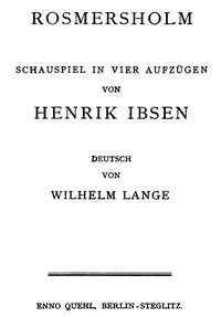 Book cover of "Rosmersholm: Schauspiel in vier Aufzügen"