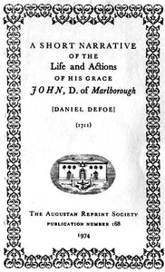 Book cover of "A Short Narrative of the Life and Actions of His Grace John, D. of Marlborogh"