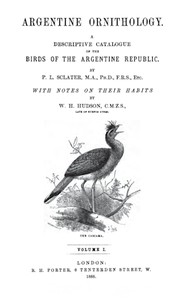 Book cover of "Argentine Ornithology, Volume 1 (of 2) - A descriptive catalogue of the birds of the Argentine Republic."