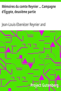 Book cover of "Mémoires du comte Reynier ... Campagne d'Égypte, deuxième partie"