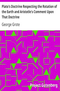 Book cover of "Plato's Doctrine Respecting the Rotation of the Earth and Aristotle's Comment Upon That Doctrine"