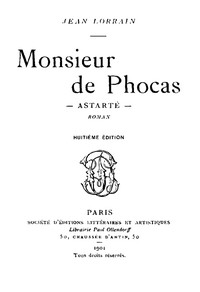 Book cover of "Monsieur de Phocas, Astarté: Roman"