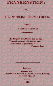 Book cover of "Frankenstein; Or, The Modern Prometheus"