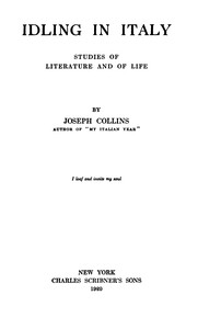 Book cover of "Idling in Italy: Studies of literature and of life"