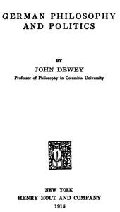 Book cover of "German philosophy and politics"
