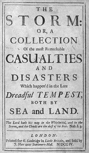Book cover of "The Storm - or, a Collection of the most Remarkable Casualties and Disasters which Happen'd in the Late Dreadful Tempest, both by Sea and Land"