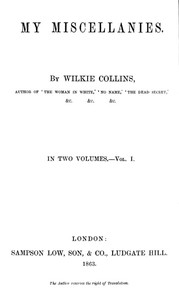 Book cover of "My Miscellanies, Vol. 1 (of 2)"