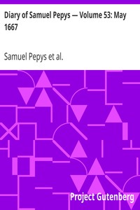 Book cover of "Diary of Samuel Pepys — Volume 53: May 1667"
