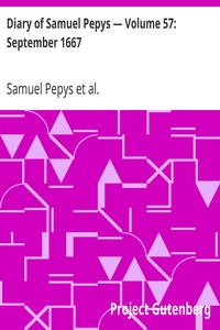 Book cover of "Diary of Samuel Pepys — Volume 57: September 1667"