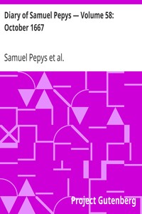 Book cover of "Diary of Samuel Pepys — Volume 58: October 1667"