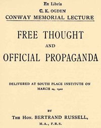 Book cover of "Free Thought and Official Propaganda"
