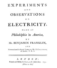 Book cover of "Experiments and Observations on Electricity Made at Philadelphia in America"