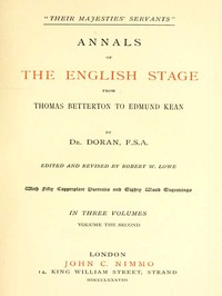 Book cover of ""Their Majesties' Servants." Annals of the English Stage (Volume 2 of 3)"