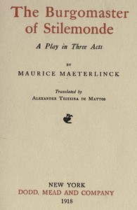 Book cover of "The Burgomaster of Stilemonde: A Play in Three Acts"