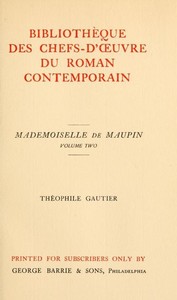 Book cover of "Mademoiselle de Maupin, Volume 2 (of 2)"