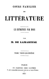 Book cover of "Cours familier de Littérature - Volume 24"