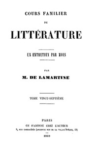 Book cover of "Cours familier de Littérature - Volume 27"