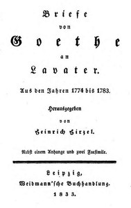 Book cover of "Briefe von Goethe an Lavater aus den Jahren 1774 bis 1783"