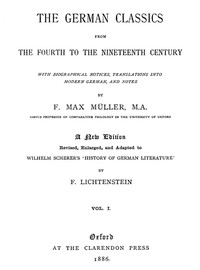 Book cover of "The German Classics from the Fourth to the Nineteenth Century, Vol. 1 (of 2)"