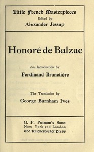 Book cover of "Honoré de Balzac"