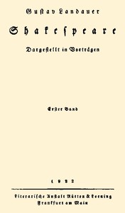 Book cover of "Shakespeare (Volume 1 of 2) - Dargestellt im Vorträgen"