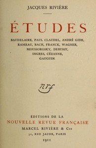 Book cover of "Études: Baudelaire, Paul Claudel, André Gide, Rameau, Bach, Franck, Wagner, Moussorgsky, Debussy, Ingres, Cézanne, Gauguin"