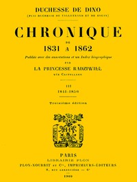 Book cover of "Chronique de 1831 à 1862, Tome 3 (de 4)"