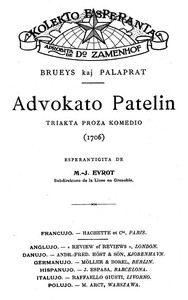 Book cover of "Advokato Patelin: Triakta proza komedio"