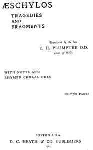 Book cover of "Æschylos Tragedies and Fragments"