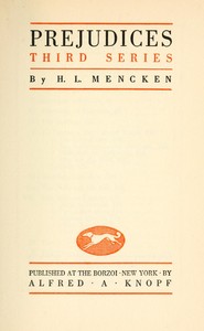 Book cover of "Prejudices, third series"